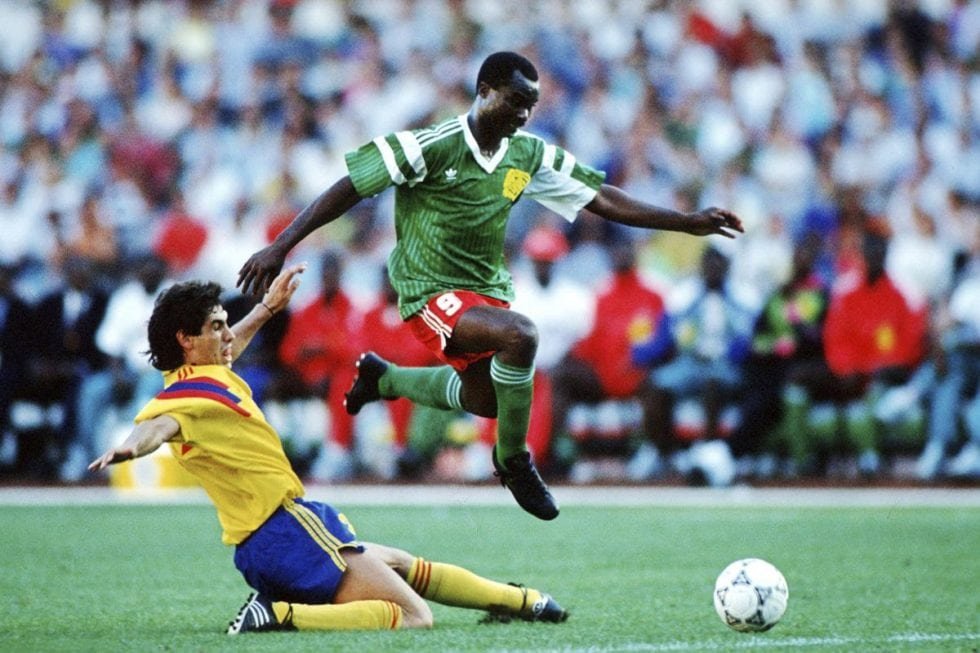 Rekord äldste målskytt i fotbolls VM  - Roger Milla - 42 år gammal -Kamerun vs Ryssland VM 1994