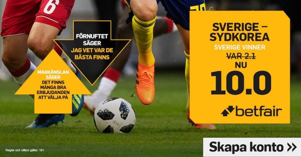 Speltips Sverige Sydkorea - odds tips Sverige - Sydkorea, Fotbolls VM 2018!