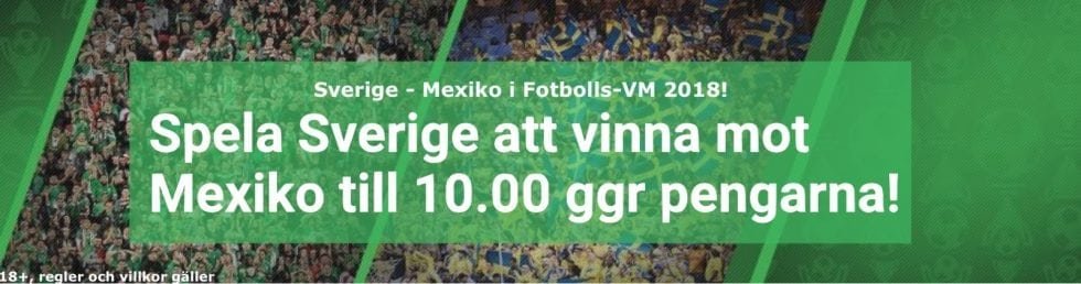 Odds tips Sverige Mexiko: förhöjda odds på Sverige vs Mexiko i VM 2018!