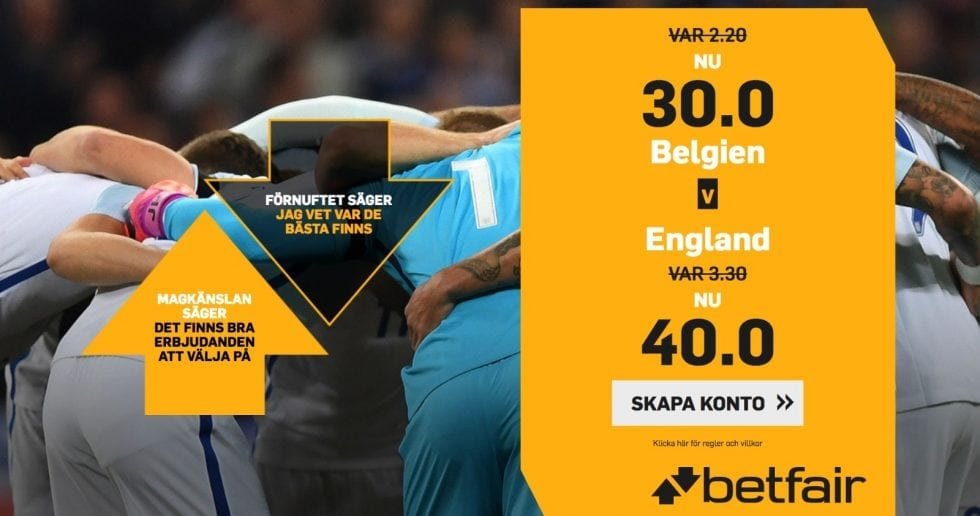 Speltips Belgien England - odds tips Belgien England, Fotbolls VM 2018!