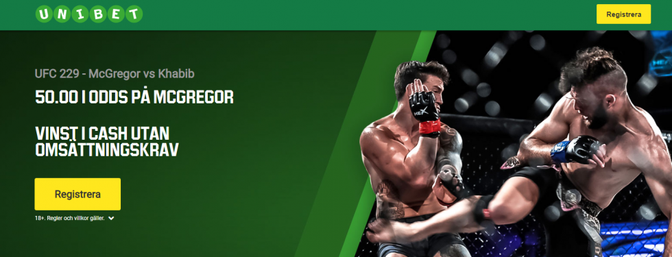 McGregor vs Khabib odds Unibet - 50 i odds på att McGregor slår Kbabib UFC 229!