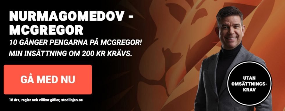Conor McGregor vs Khabib Nurmagomedov TV kanal -få 10 ggr pengarna på McGregor utan omsättningskrav!
